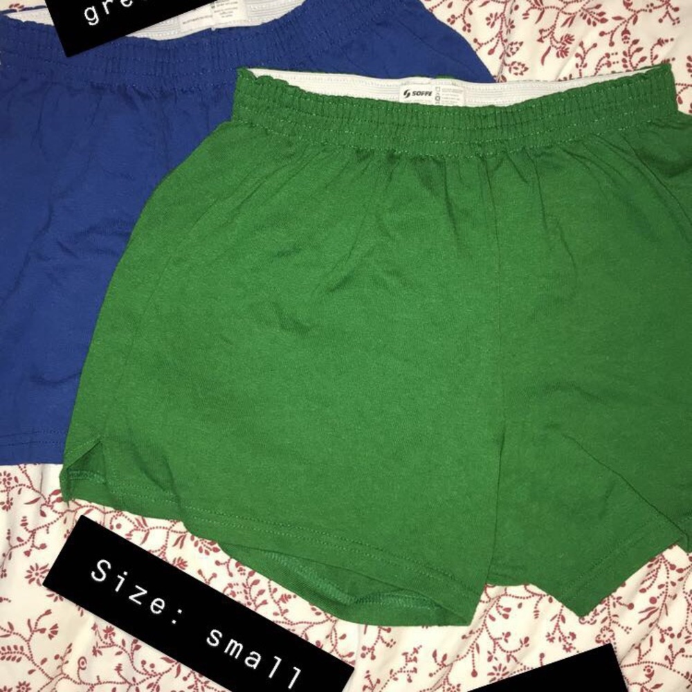 Green and blue cheer shorts